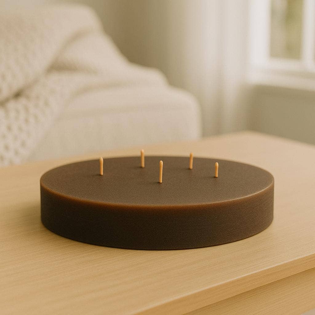 NHP International - Wholesale Pillar Candle - Dark brown Sempre rustic round candles 20x4cm1