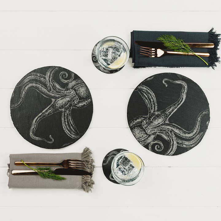 2 Octopus Slate Place Mats for wholesale by Selbrae House Ltd