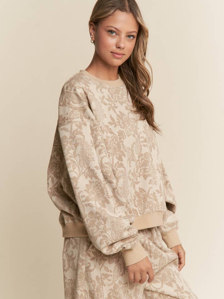 J.NNA - Wholesale Knit Sweater - Women's - Floral Print Drop Shoulder Long Sleeve Sweater7