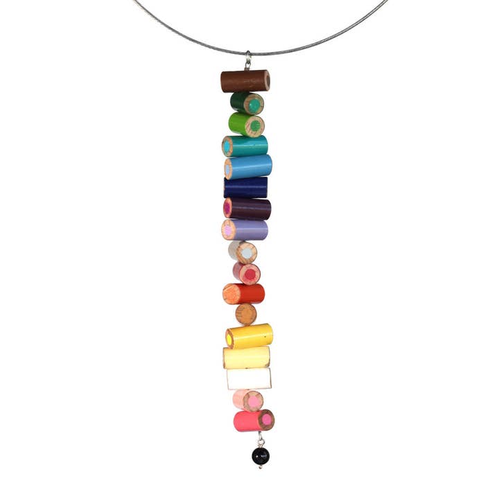 Amy Pfaffman Jewelry - Wholesale Pendant/Charm Necklace - Colored pencil long pendant on steel cable6