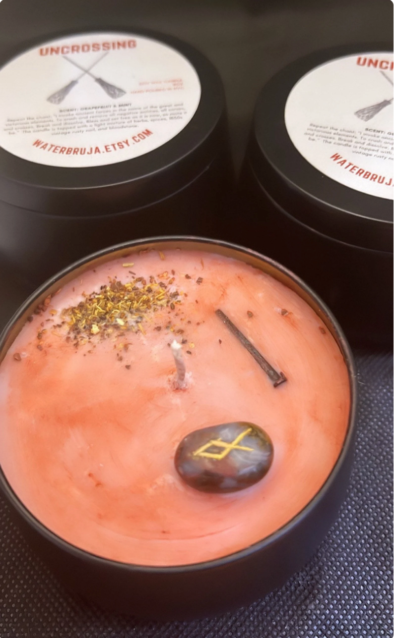 WaterBruja - Wholesale Jar/Filled Candle - Uncrossing Candle, Bloodstone Candle, Jinx Breaker8