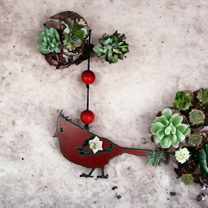 Cardinal mobile garden ornament Wind Chime nature lover USA for wholesale by Iron Jewel