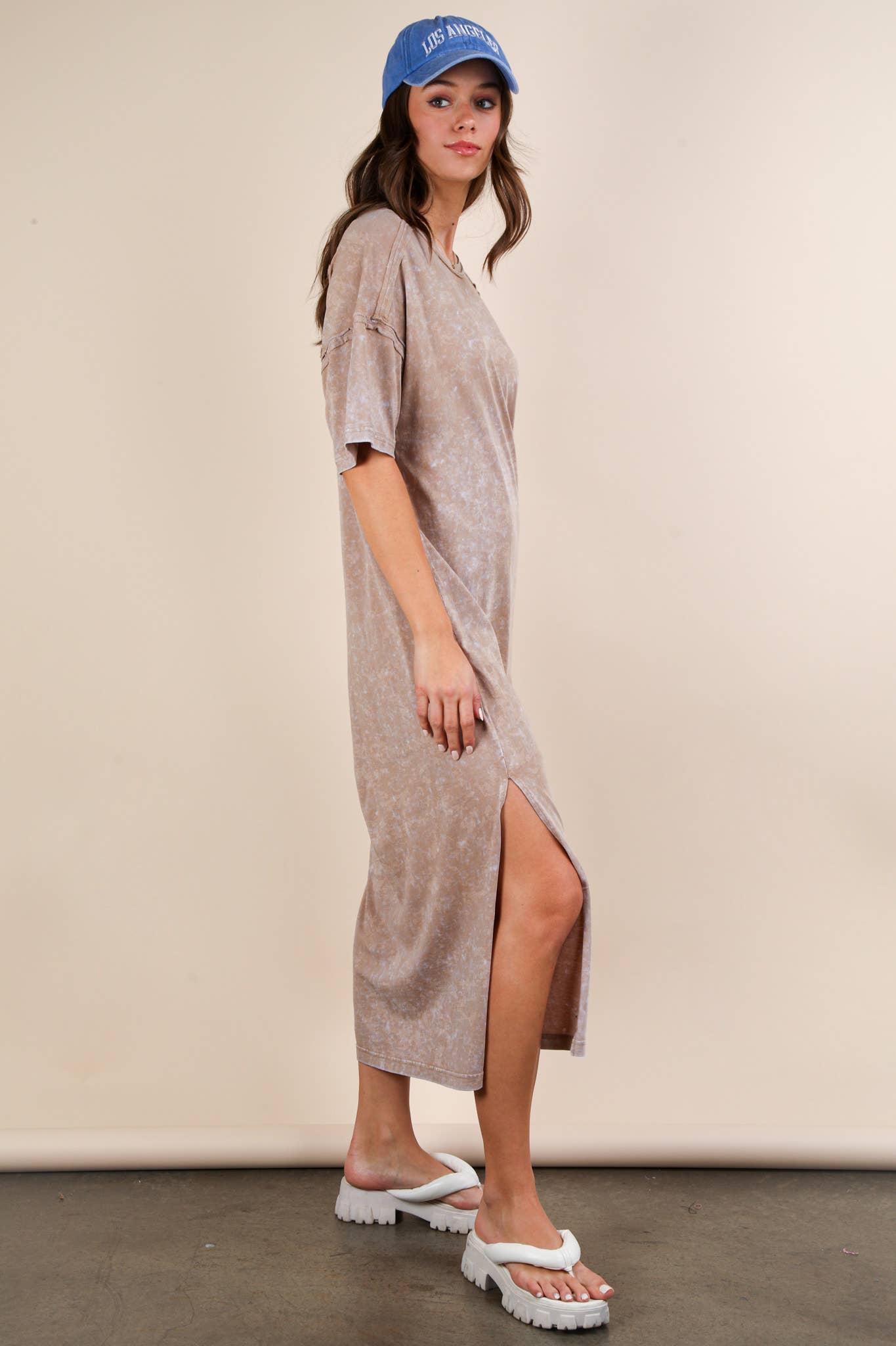 VERY J - Vente Robe – femme - Robe midi décontractée confortable lavée minérale43