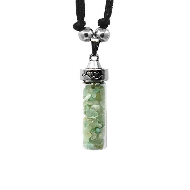 Pichincha - Wholesale Pendant/Charm Necklace - Chip Stone Glass Bottle Love Pendant Adjustable Necklace