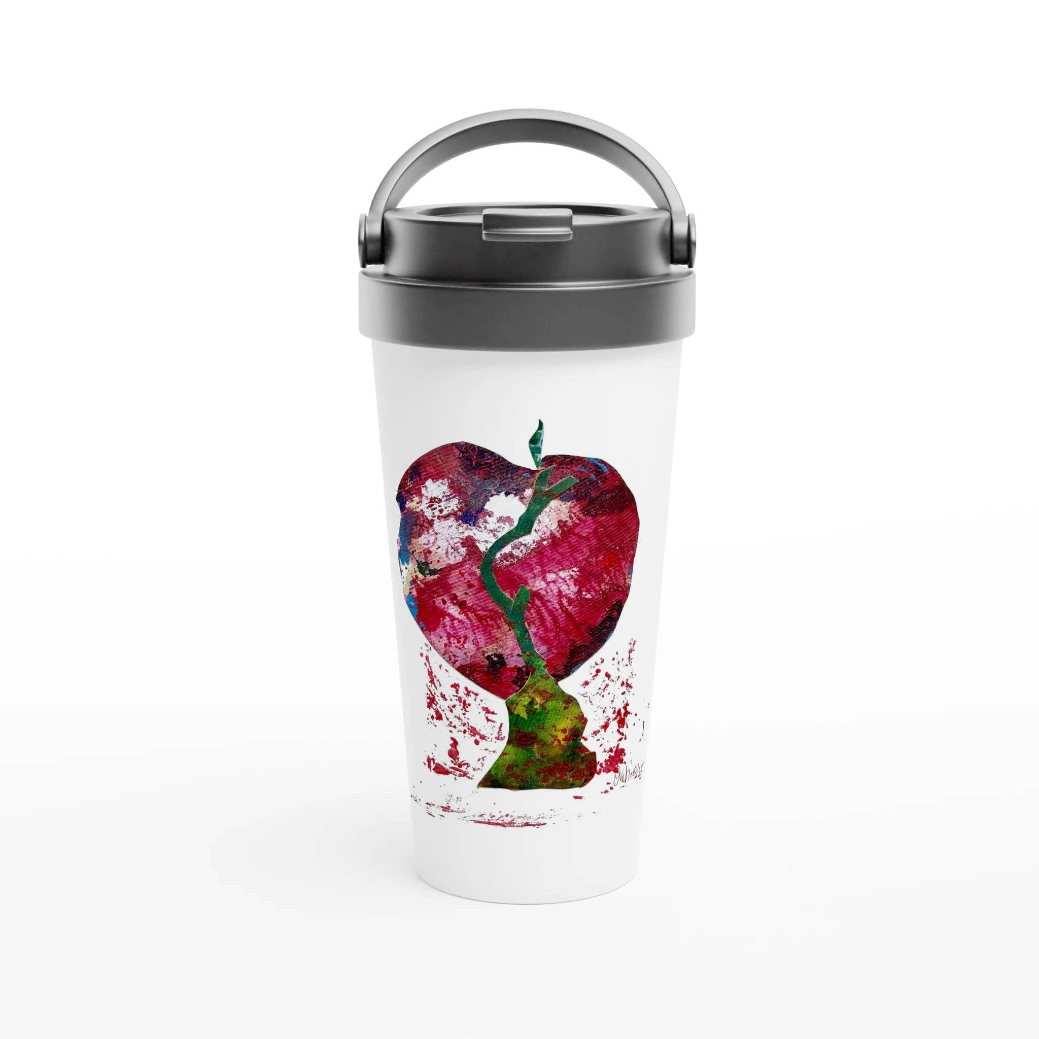 ARTLUXVISION - Wholesale Insulated Mug/Tumbler - Weißer 15oz Edelstahl-Reisebecher | Herzpflanze symbolisiert Kreativität und Wachstum0