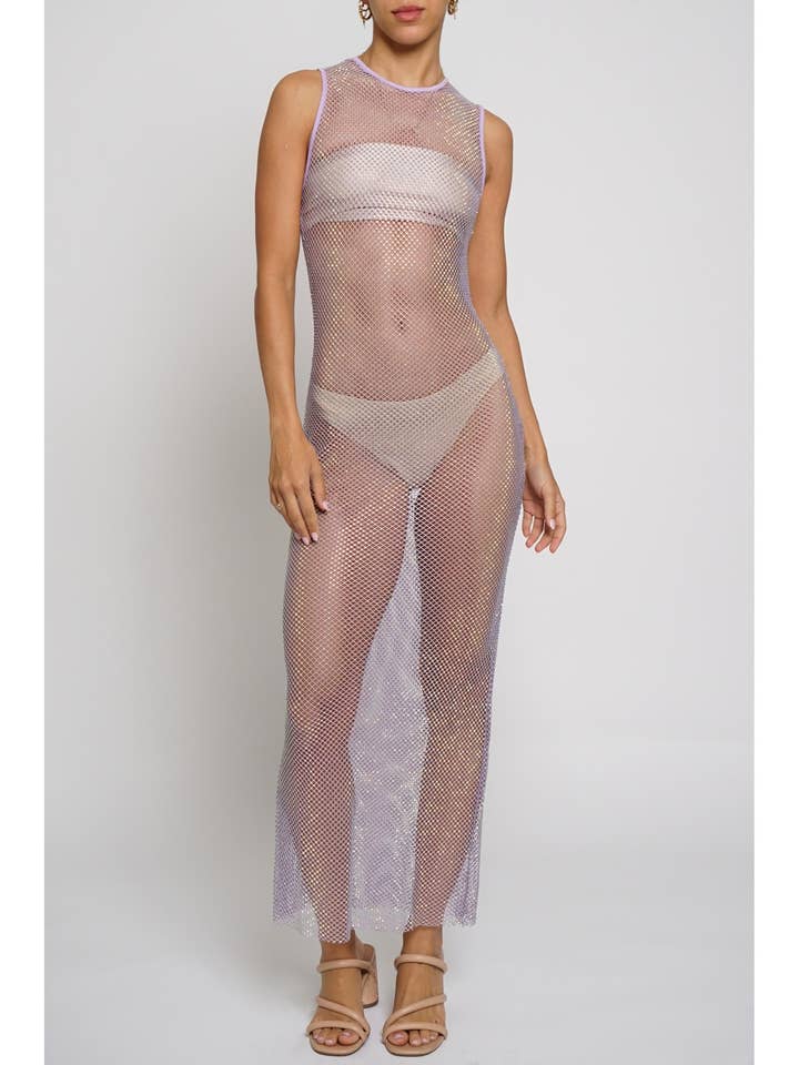 ROBE LONGUE EN MAILLE À STRASS pour la vente par Sans Souci