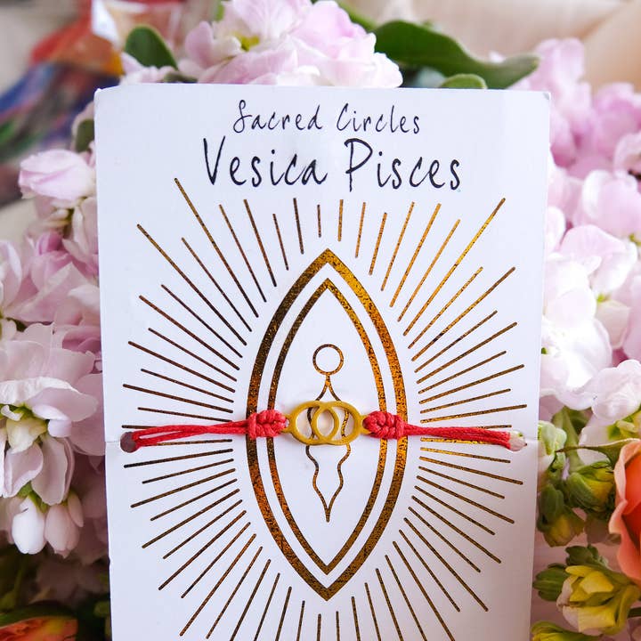 Pulsera Vesica Piscis ~ chapada en oro para venta al por mayor de Yoni Crystals
