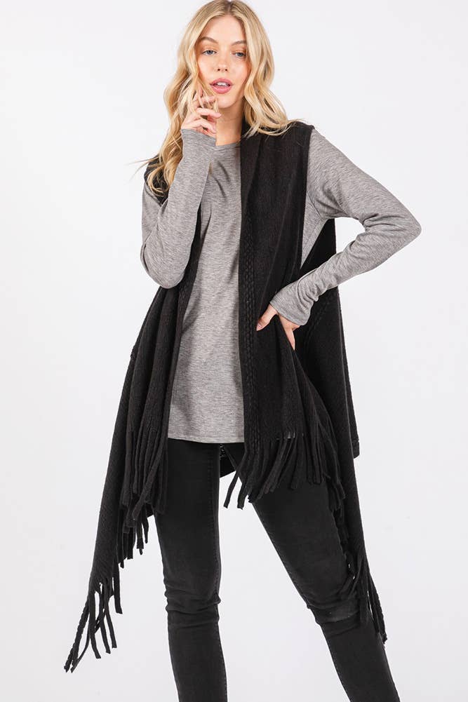 Hana - Vente Veste sans manches – femme - Gilet d'hiver en tricot à pompons à pois gaufrés6