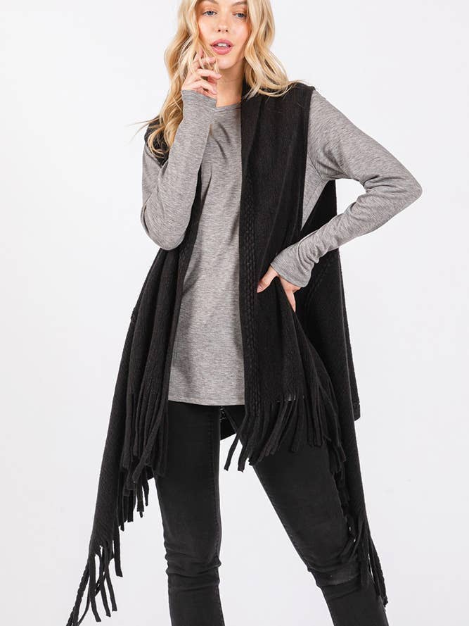 Hana - Vente Veste sans manches – femme - Gilet d'hiver en tricot à pompons à pois gaufrés6