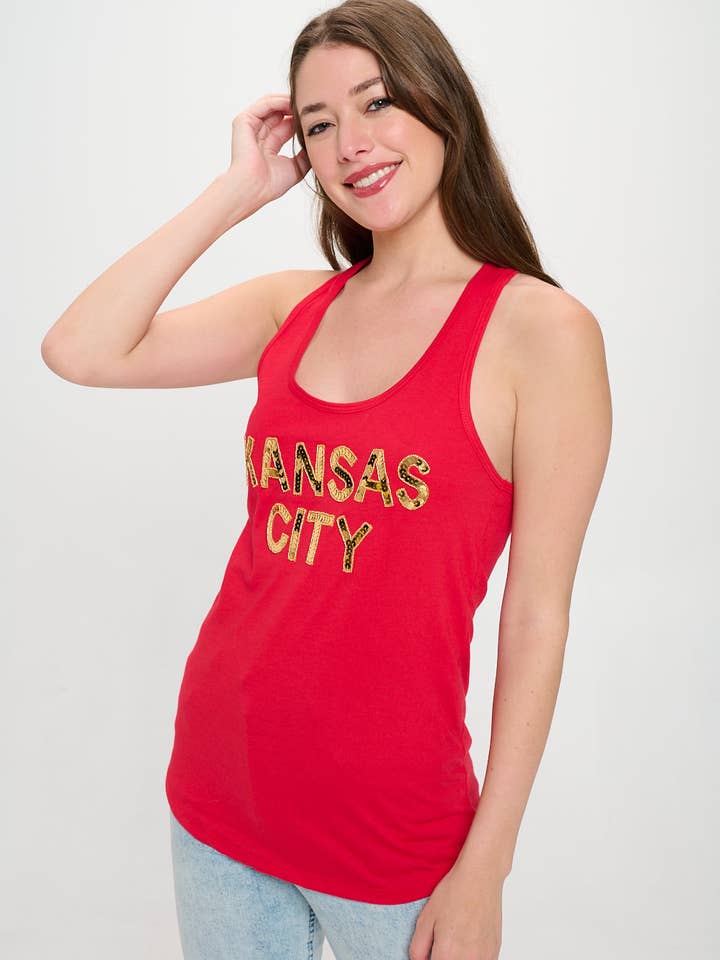 Camiseta sin mangas con lentejuelas de Kansas City para venta al por mayor de Locale
