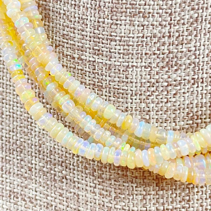 Igni// Yellow Fire Opal Heishi Beaded Necklace for wholesale by Ewelina Pas Jewelry
