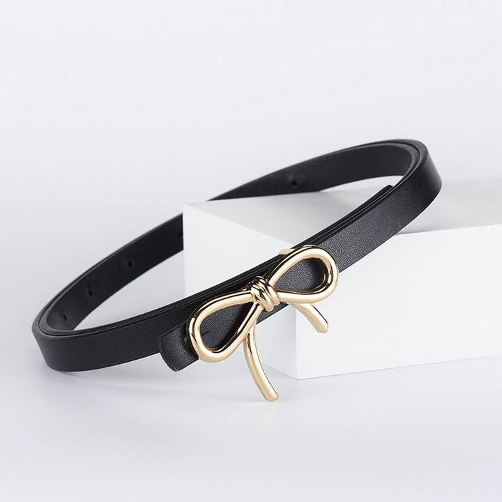 ACCITY - Wholesale Belt - Women's - Bow PU Leather Skinny Belt | Elegant Waist Cincher_CWABE0616