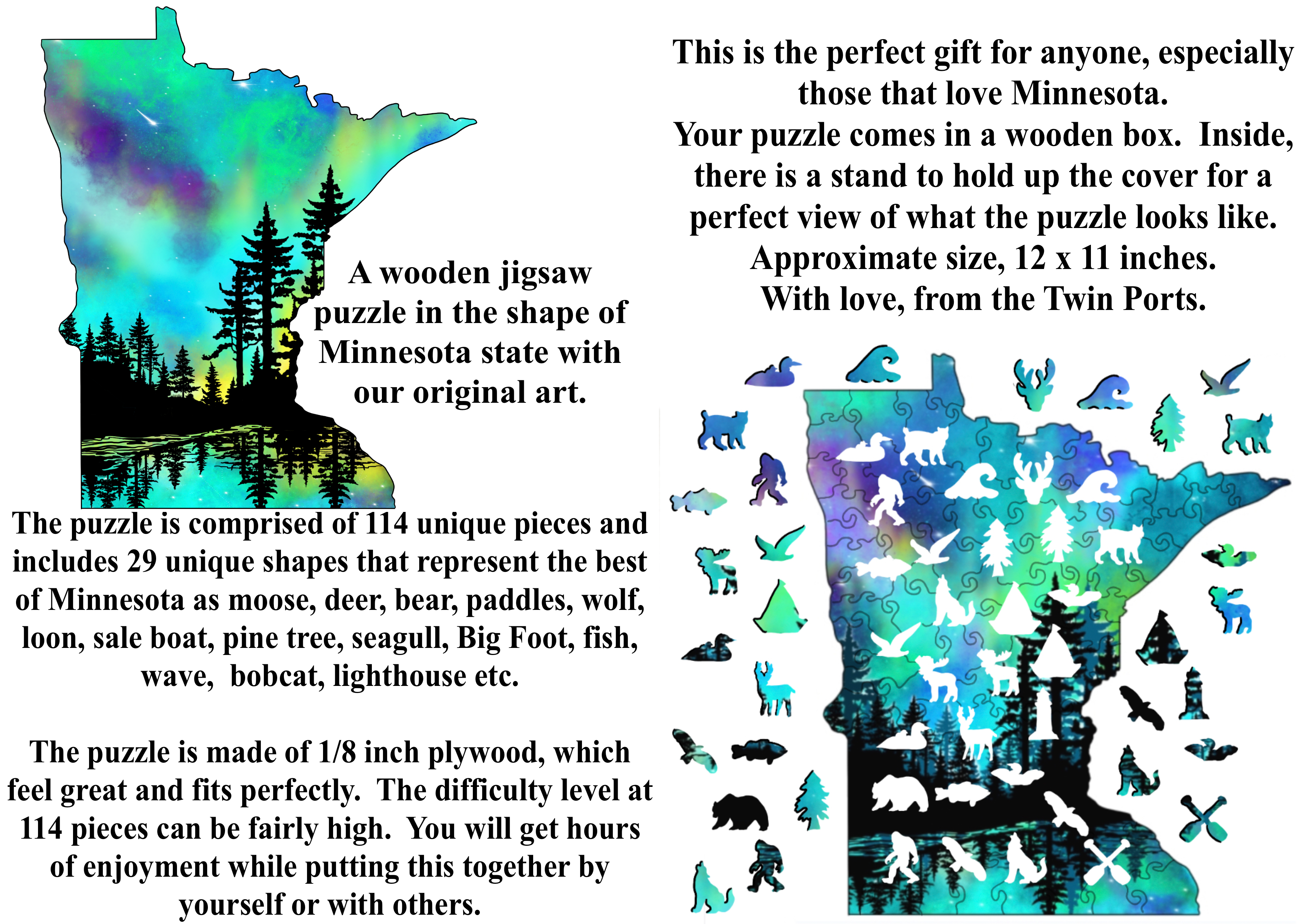 Art Factory LLC - Wholesale Puzzle - Adult - MN northern lights wooden puzzle5