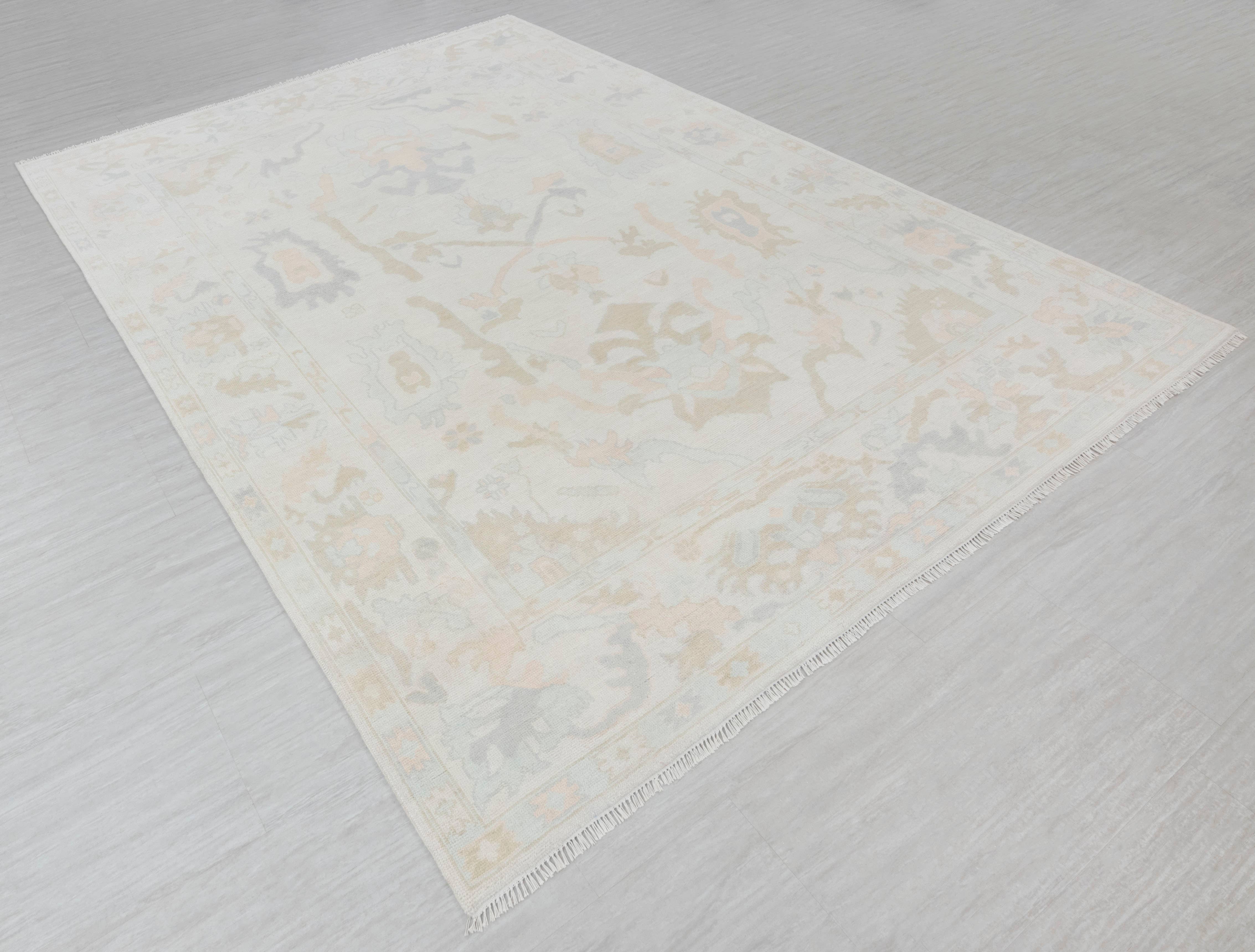 Aesthetic Homes LLC - Wholesale Area Rug - Cream Modern Oushak Rug, Hand-Knotted Wool, Custom Size 17252