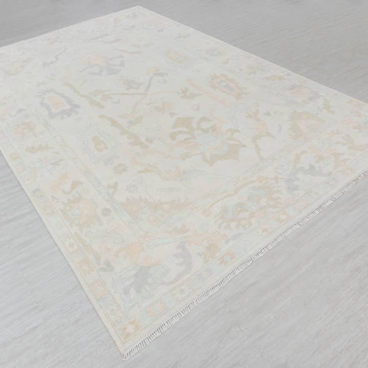 Aesthetic Homes LLC - Wholesale Area Rug - Cream Modern Oushak Rug, Hand-Knotted Wool, Custom Size 17252