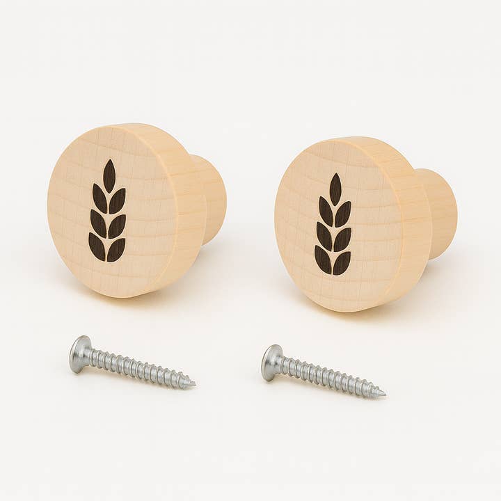 Lot de 2 boutons d'armoire en bois naturel - Accessoire de mobilier pour la vente par Atelier HM Design