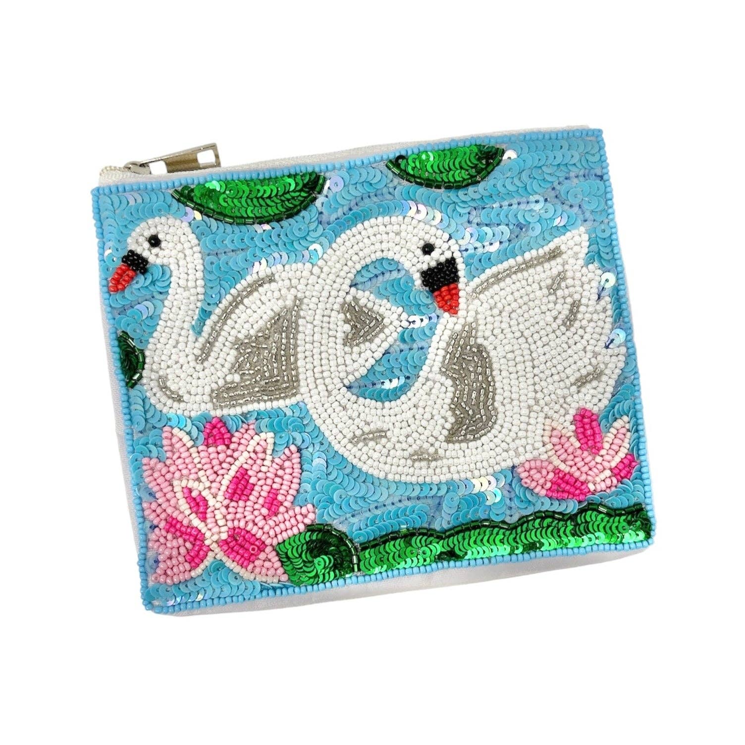 Twine and Love - Wholesale Coin Purse - Women's - Swans Beaded Pouch Purse3