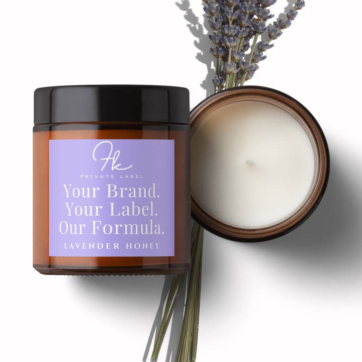 Vela de cera de coco y miel de lavanda de 10 oz (personalizada) para venta al por mayor de FK Private Label Labs