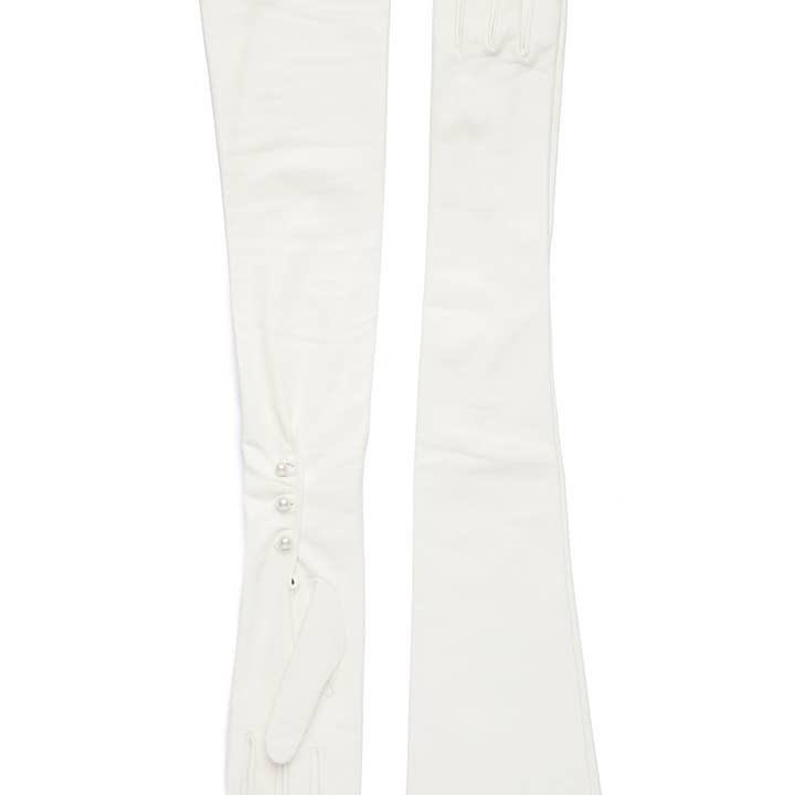 AMATO NEWYORK Carolina Amato – wholesale Handskar - Dam – 3956 Formell Opera längd läderhandske med 3 btn mousquetaire