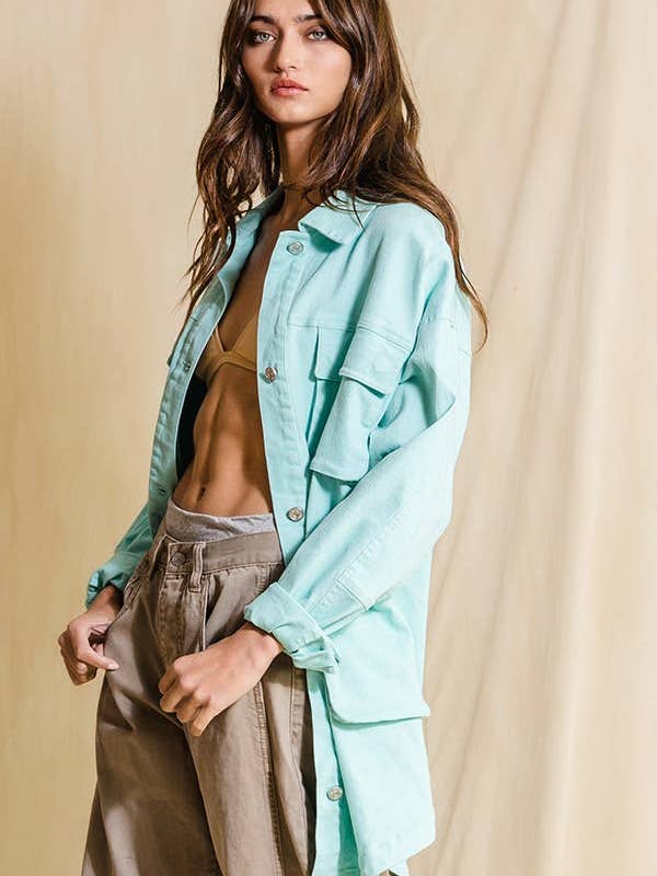 BUCKETLIST OUTLET - Wholesale Shirt Jacket/Shacket - Women's - IT2128 OUTLET SALE Oversized Cargo Shacket16