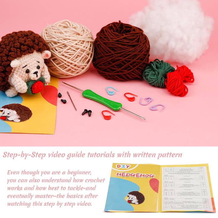 COFFEE HANDMADE DIY HEDGEHOG CROCHET MATERIAL KIT_CWMM0815 for wholesale on Faire