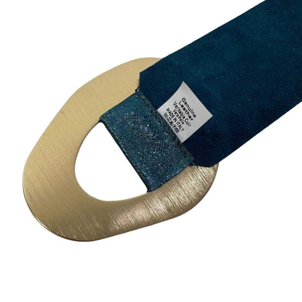 Chenson & Gorett - Wholesale Belt - Women's - Metallic Belt Cow Suede Leather with Wide Buckle B2B14