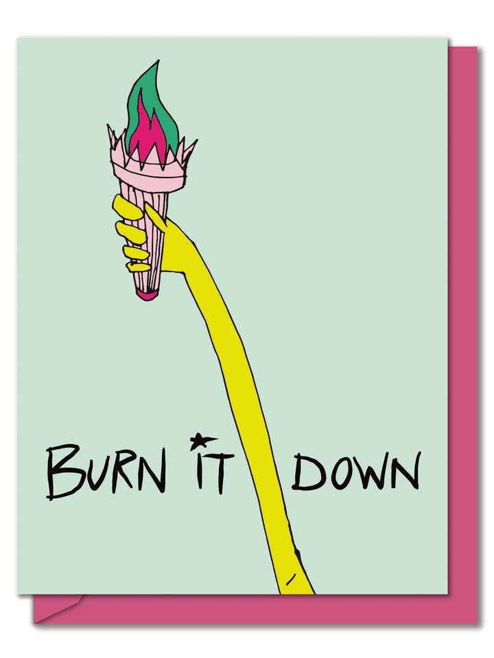 Liberty Torch - Burn It Down - Styrkende kvinder kort for engroshandel hos Mirthos Paper