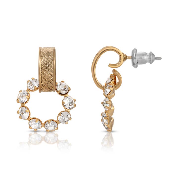 1928 Jewelry – wholesale Dangle earrings – 1928 Jewelry Crystal Hoop Post Drop Earrings