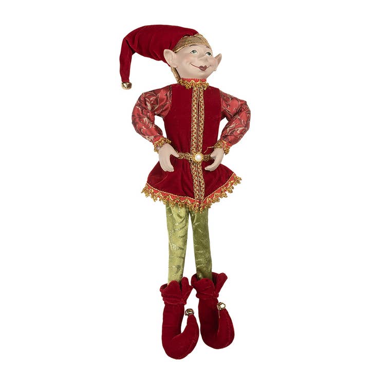Clayre & Eef - Wholesale Decorative Figurine - Decoration Elf 10x6x46 cm Red Synthetic