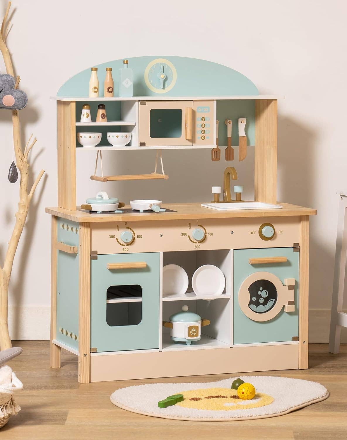 Robud & Mewoofun Official Store – wholesale Wood toy – Child – Robotime Wooden Kitchen with Plenty of Playgame for Ages 3+ 5