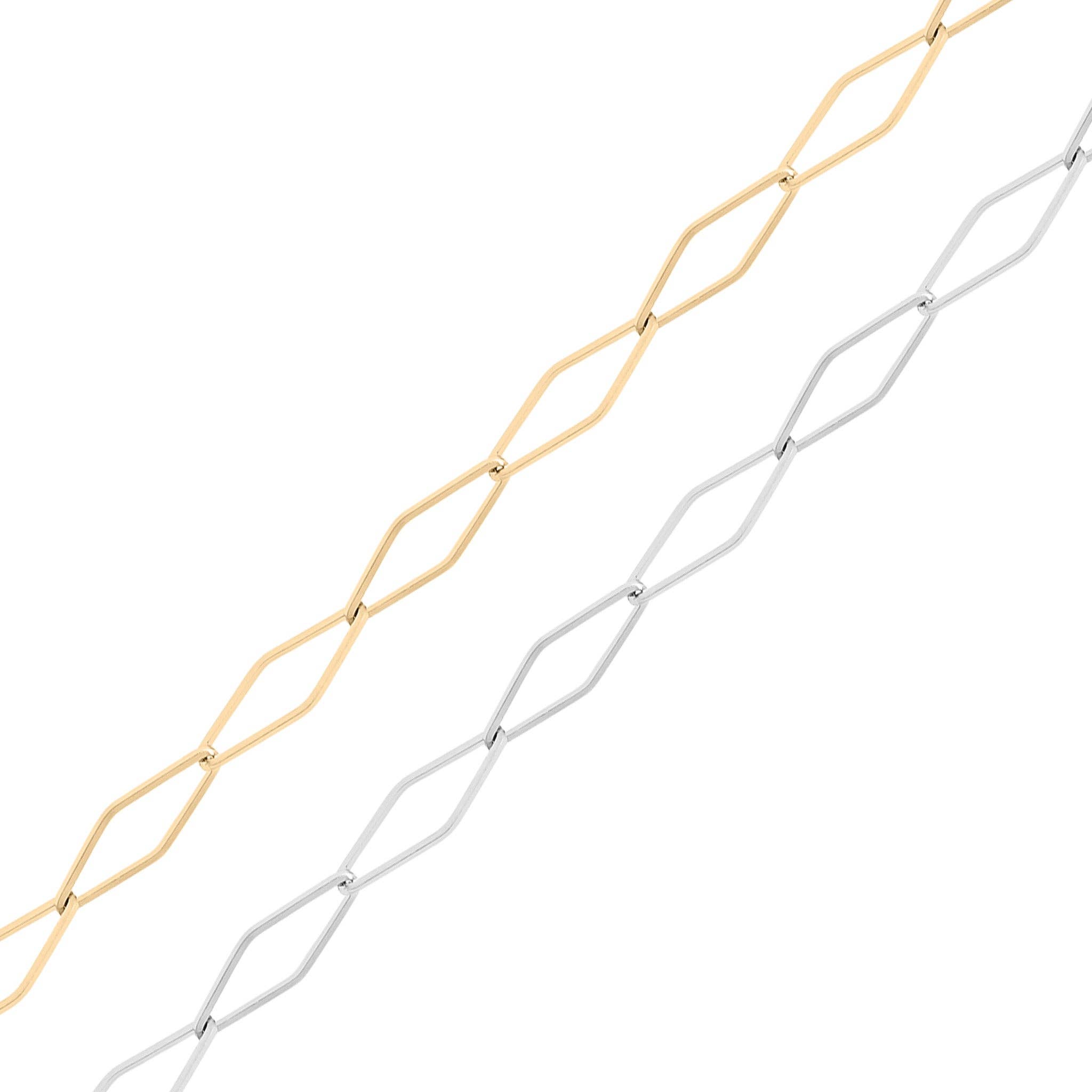 WJW - Wholesale Link & Chain Necklace - 18K Gold PVD Stainless Steel Diamond Paperclip Chain - By The Foot / SPL10180