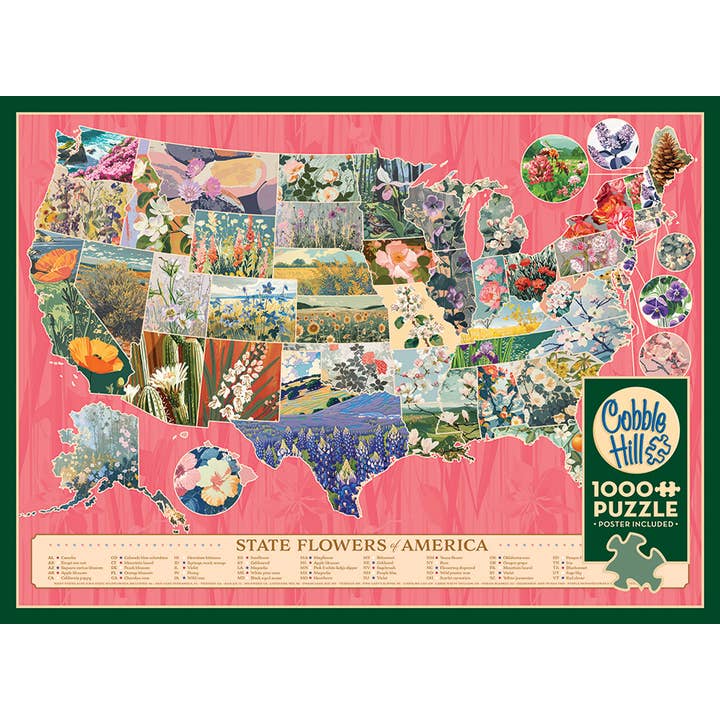 Outset Games and Cobble Hill Puzzles - Wholesale Puzzle - Adult - State Flowers of America 1000pc puzzle3
