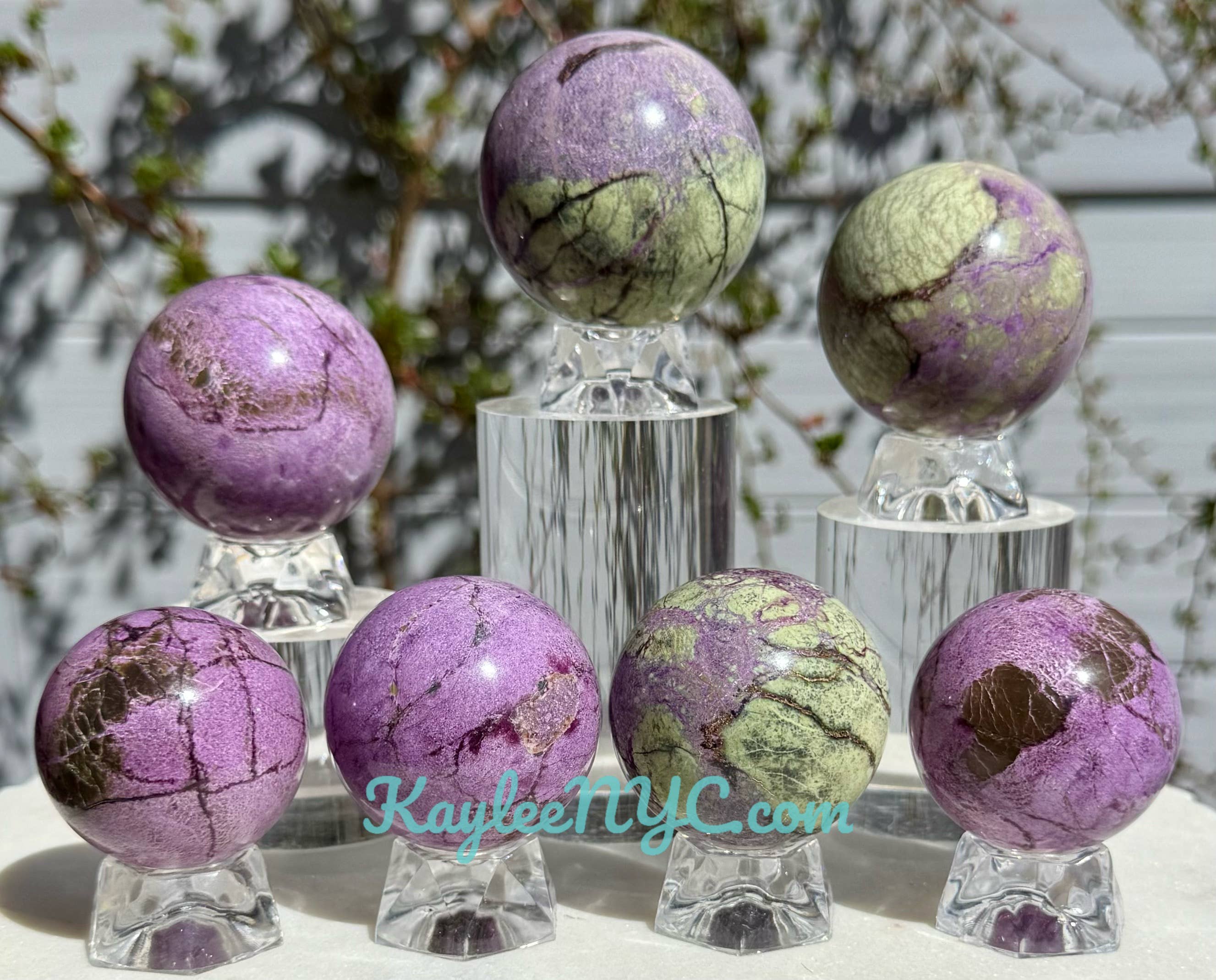 KayleeNYC - Wholesale Spiritual stone/crystal - 3-4 PCs Natural Atlantisite Stichtite Spheres Crystals2