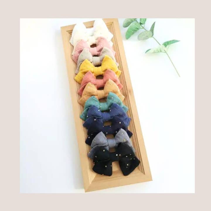 Tête de Lylotte - Wholesale Hair Clip - Kids - PACK MAXI NOEUE Double gauze gold polka dot0