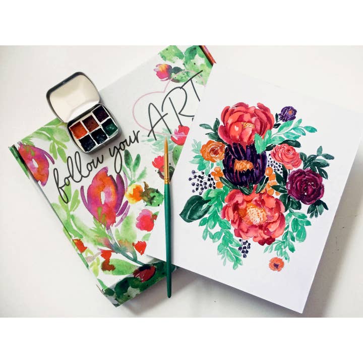 Pink Puddle Studio - Wholesale DIY Craft Kit - Romantic Flowers Peony Watercolor Paint by Number DIY Kit1