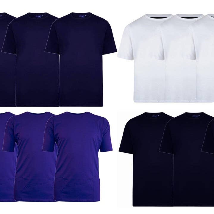 Espionage Mens Plus Size Pure Cotton 3 Pack Basic Plain Tee Shirt for wholesale by Brooklyn Big & Tall