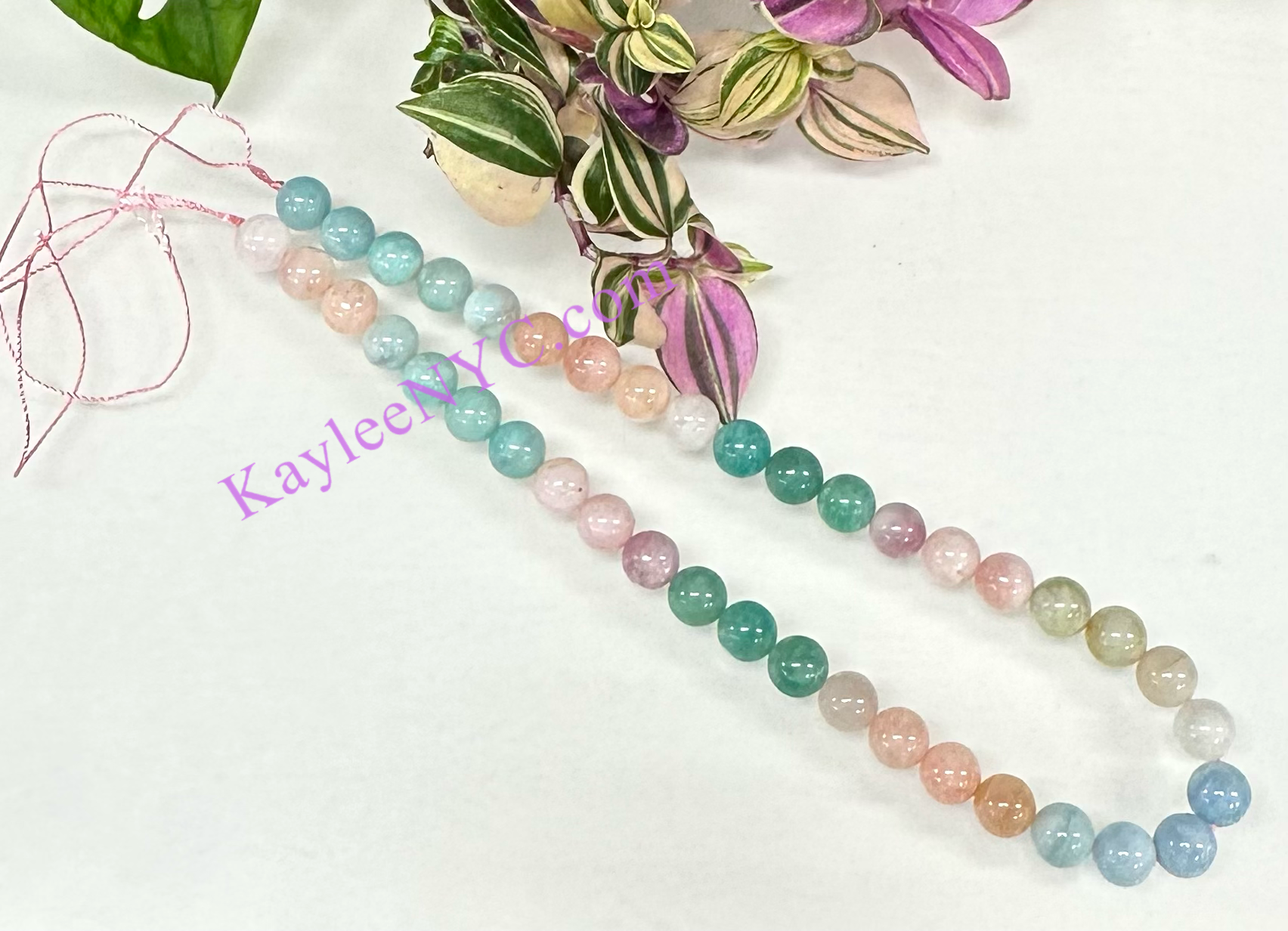 KayleeNYC - Wholesale Beads - 10mm Natural Morganite & Amazonite Crystal beads5