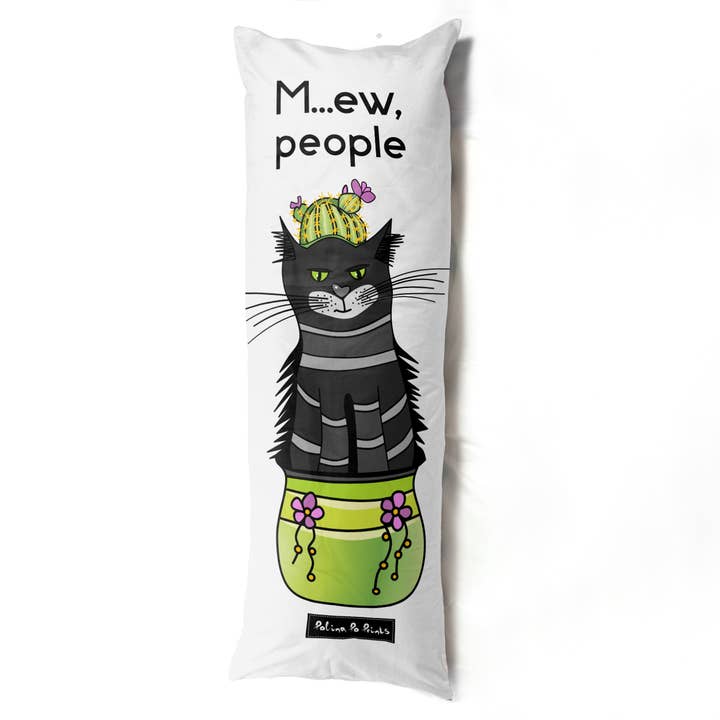 Taie d'oreiller avec Cactus Chat Noir, cadeau pour la fête des pères pour la vente par Polina Po Prints