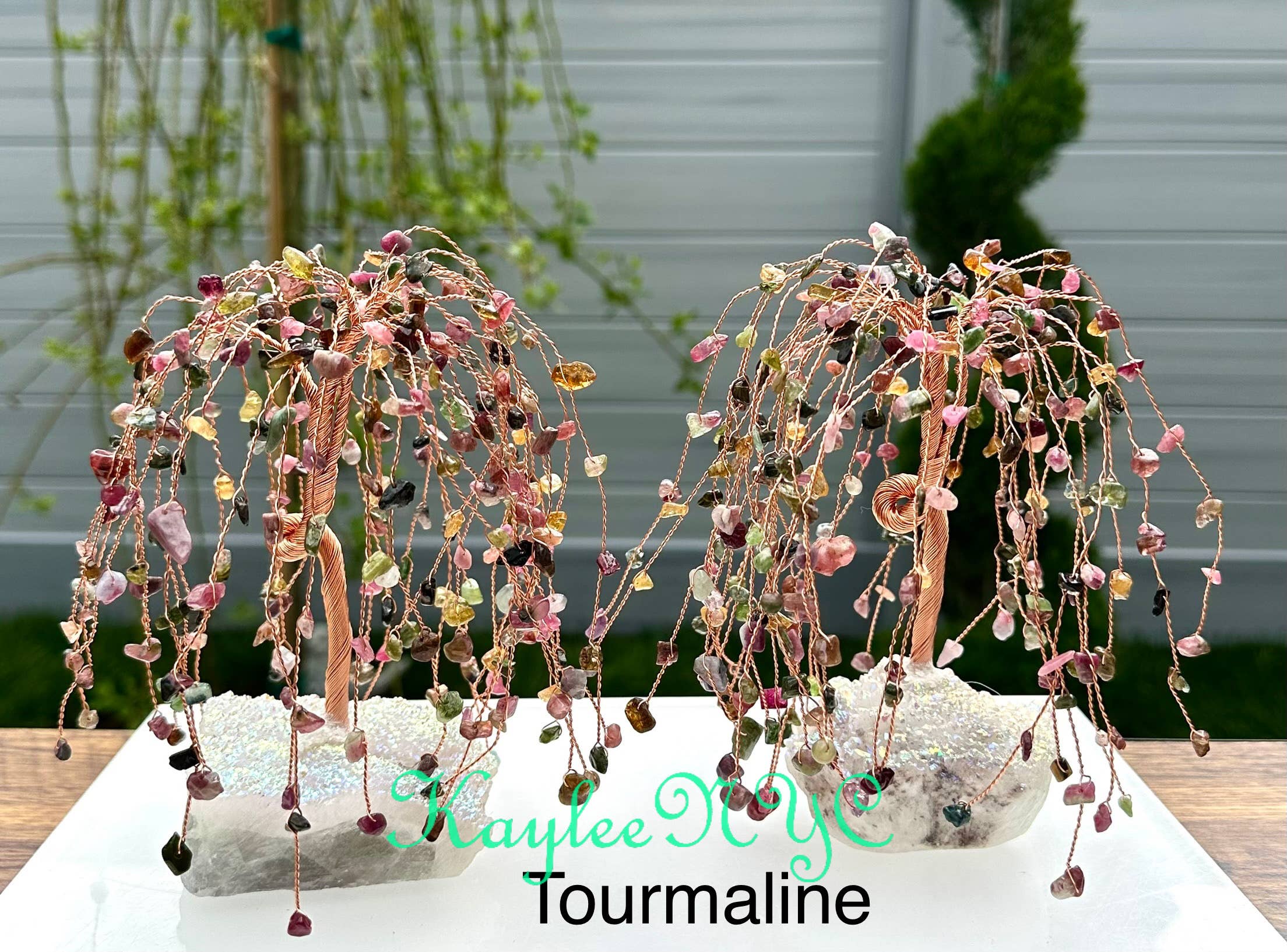 KayleeNYC - Wholesale Decorative Tabletop Object - Weeping Willow Tree with Angel Aura Base Crystal2