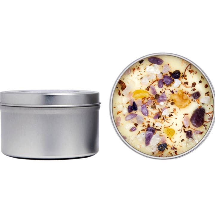 New Moon Beginnings - Wholesale Jar/Filled Candle - Seven Chakra Candles - Soy Candle - Herb & Crystal Candles0