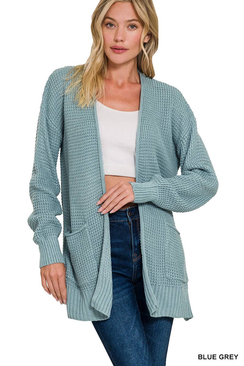 42POPS – Engroshandel Cardigan - Dame – ,,,..Lav Gauge Vaffel Åben Cardigan Sweater20