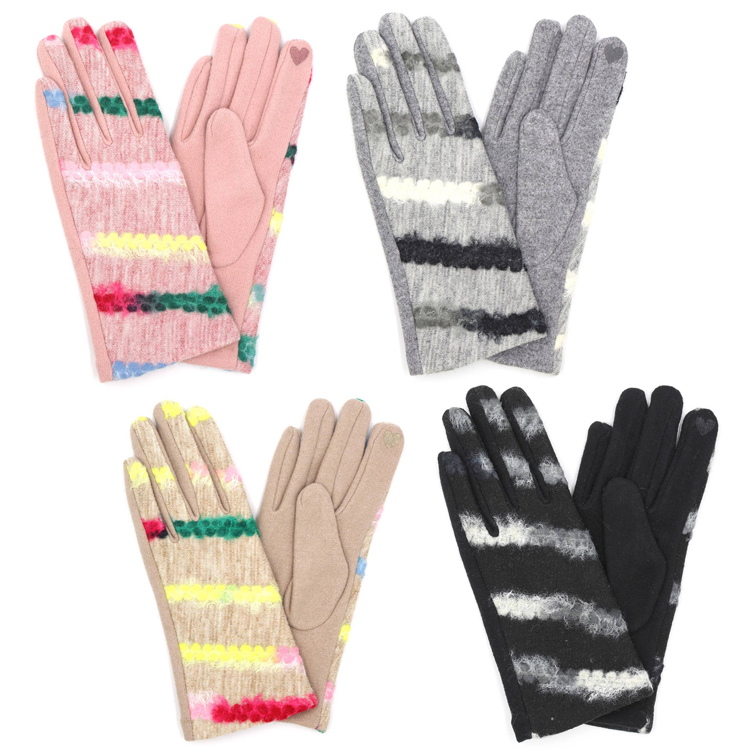 Hana - Vente Gants – femme - Gants d'hiver à motif de fil multicolore avec fonction tactile intelligente4