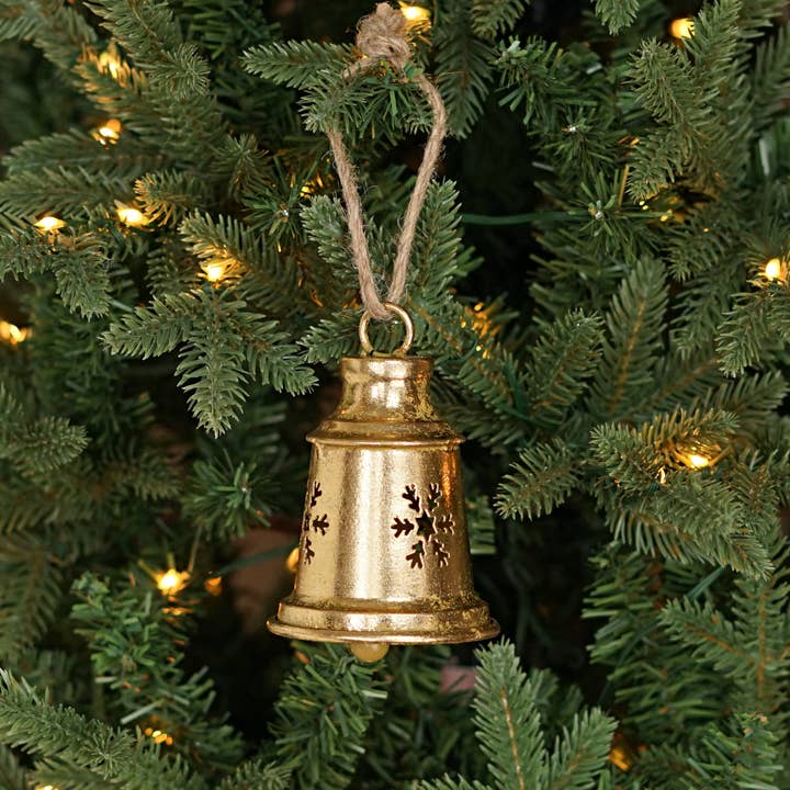 570690- Dazzling Gold Metal Jingle Bell w. Snowflake Cut-off for wholesale by Holiday Depot Inc.
