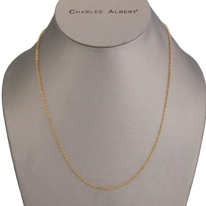 Tunn guldton basmetall kedja - 17" + 3" Extender för wholesale av Charles Albert Inc