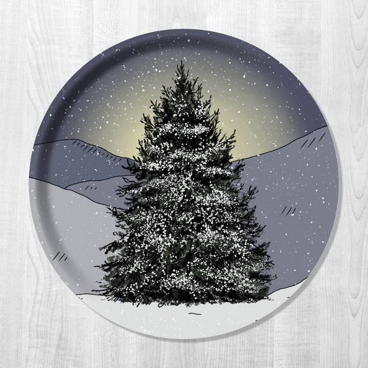 Plateau en bois Winter Tree, rond pour la vente par Sherpa Ant