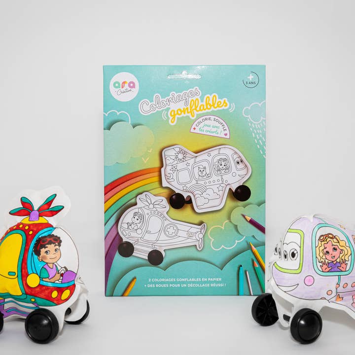 ARA-CREATIVE - Wholesale Coloring Book - Kids & Baby - 2 Color-In Inflatable Pack – Airplane + Helicopter