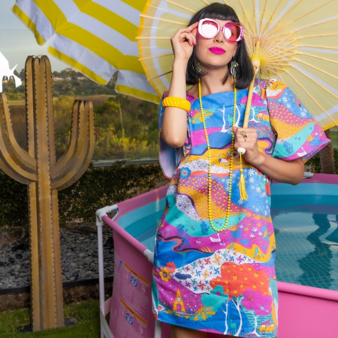 Blue Platypus - Wholesale Dress - Women's - Landscape Print Square Neck Pocket Dress9