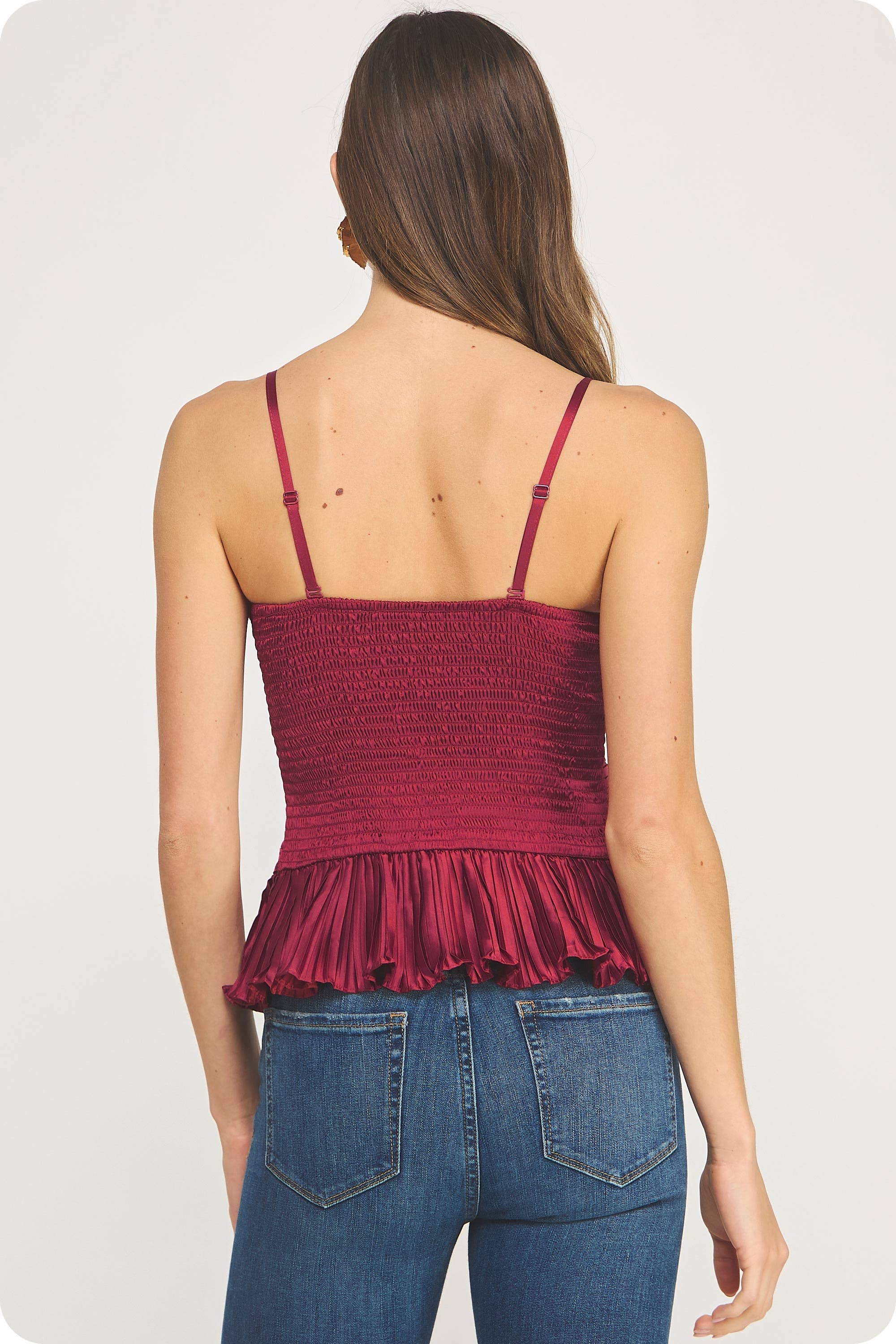 Strut & Bolt - Wholesale Shirt - Women's - Pleated Satin Ruffled Top6