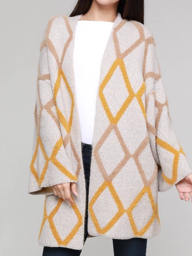 Taupe ST#FCL1170SW Oversize sweater cardigan for wholesale on Faire