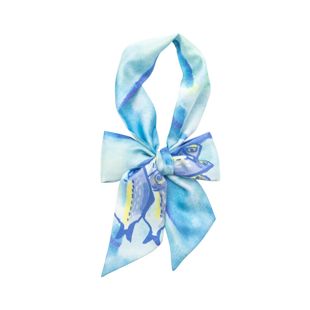 Blue "Blue Fin" Silk Skinny Scarf for wholesale on Faire